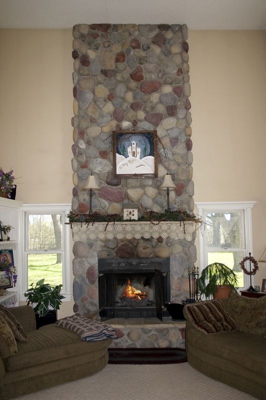 Finished Stone Fireplace